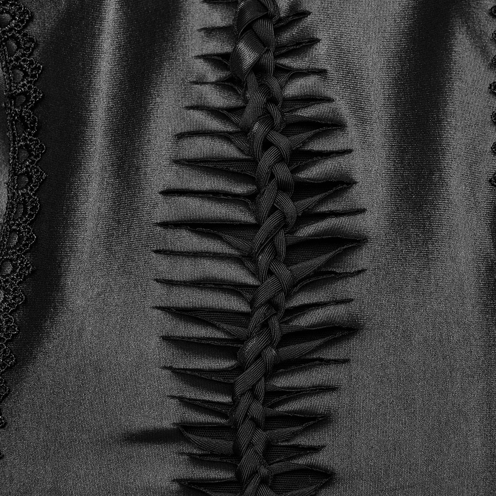 Daring Gothic Maxi Dress with Straps and Lace-up Back - image 8