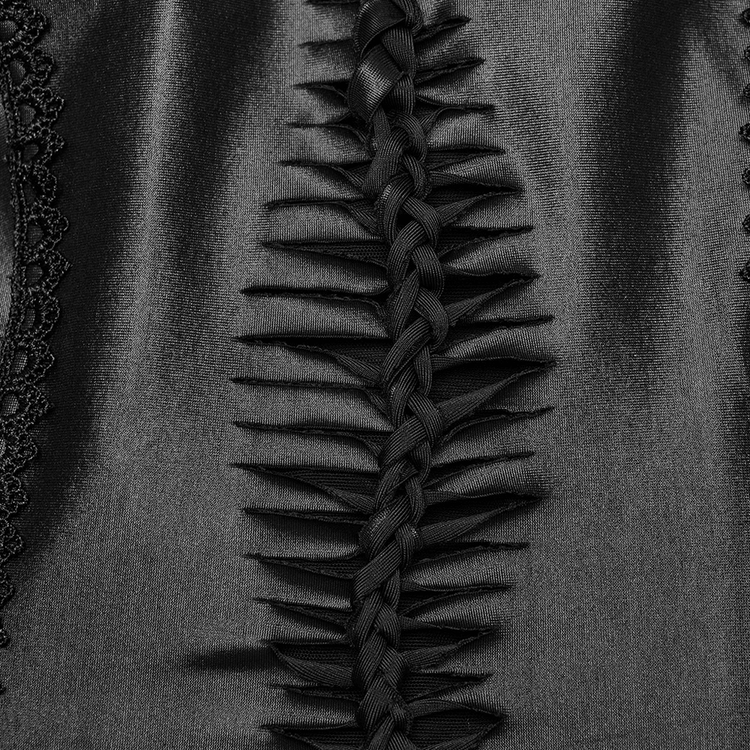Daring Gothic Maxi Dress with Straps and Lace-up Back - image 8