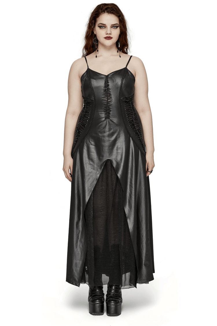 Daring Gothic Maxi Dress with Straps and Lace-up Back - image 1