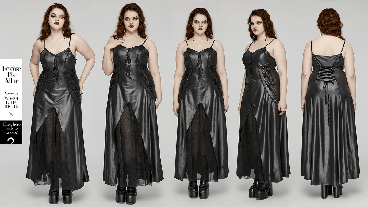Daring Gothic Maxi Dress with Straps and Lace-up Back - image 15
