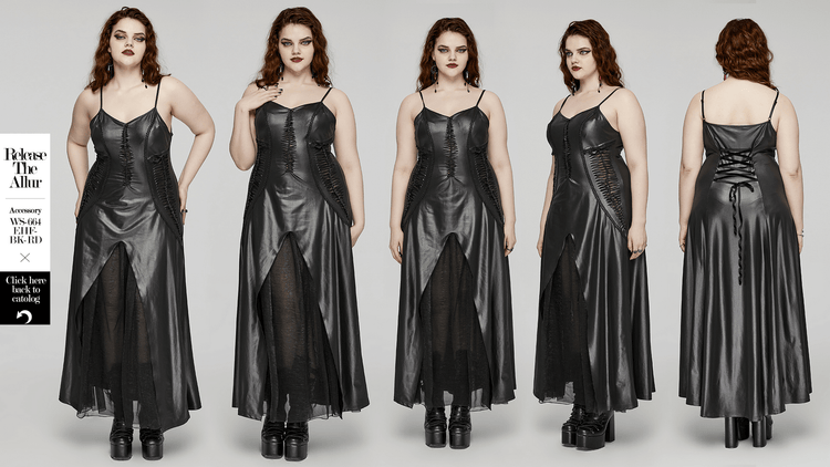 Daring Gothic Maxi Dress with Straps and Lace-up Back - image 15