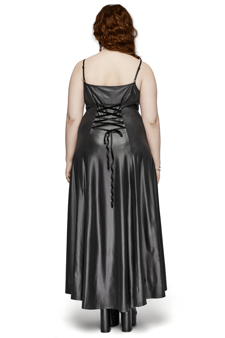 Daring Gothic Maxi Dress with Straps and Lace-up Back - image 2