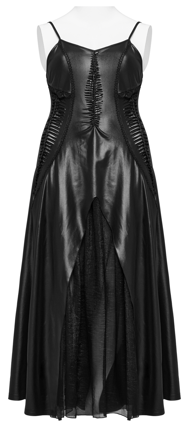 Daring Gothic Maxi Dress with Straps and Lace-up Back - image 4