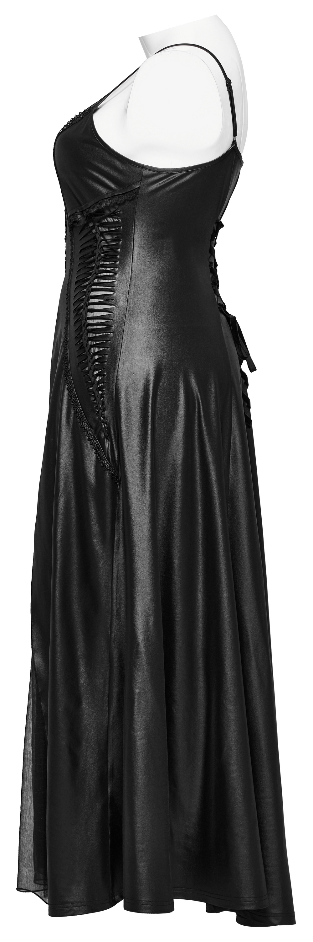 Daring Gothic Maxi Dress with Straps and Lace-up Back - image 5
