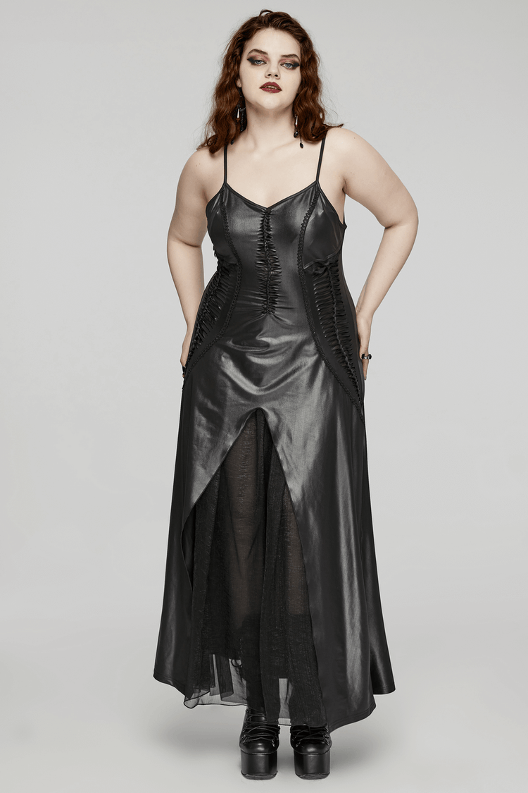 Daring Gothic Maxi Dress with Straps and Lace-up Back - image 14