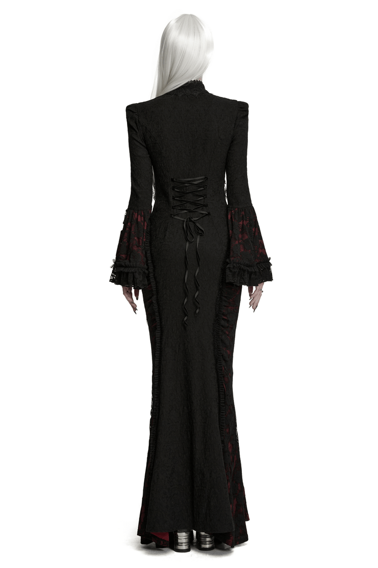 Dark Contrasting Gothic Lace Dress with Ruffles - image 2