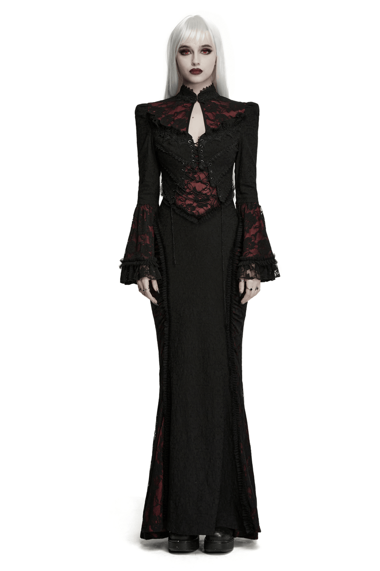 Dark Contrasting Gothic Lace Dress with Ruffles - image 1