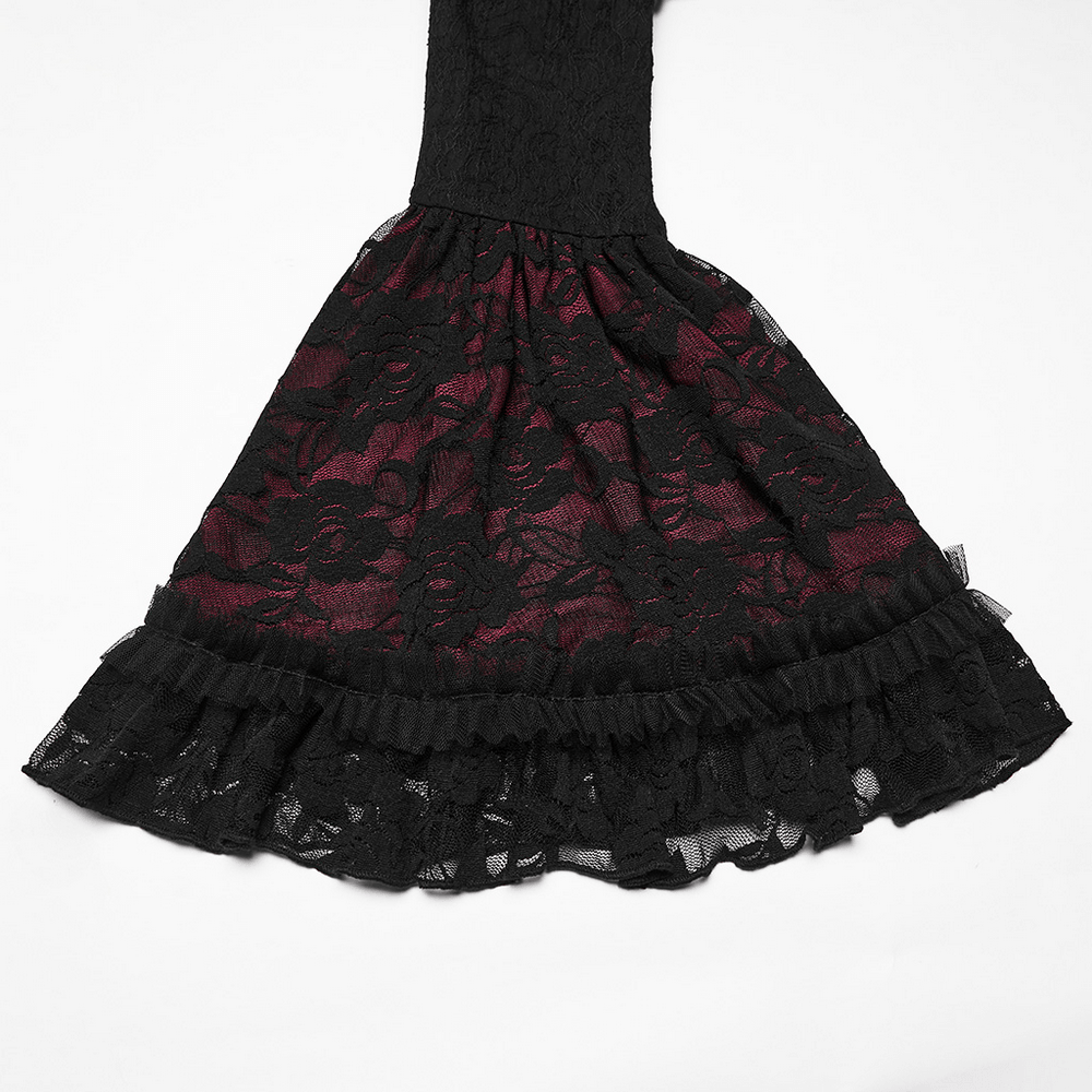 Dark Contrasting Gothic Lace Dress with Ruffles - image 10