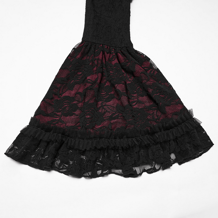 Dark Contrasting Gothic Lace Dress with Ruffles - image 10