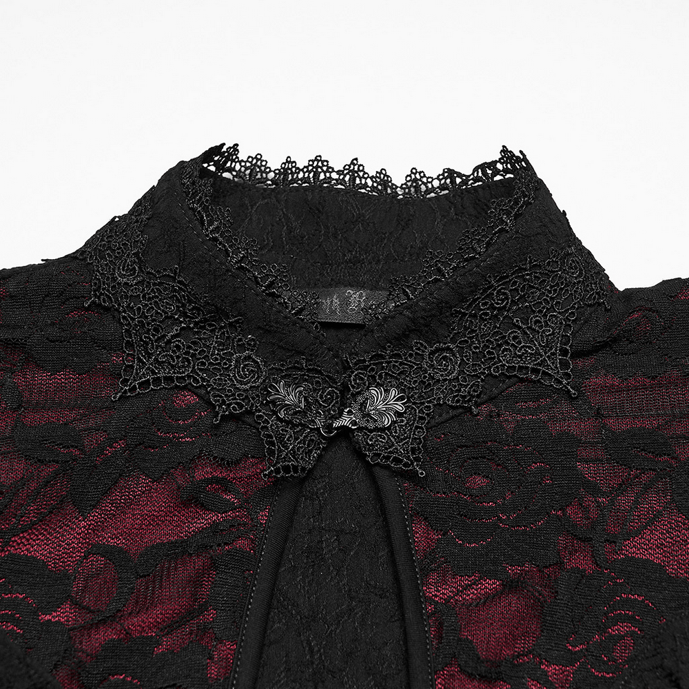 Dark Contrasting Gothic Lace Dress with Ruffles - image 7
