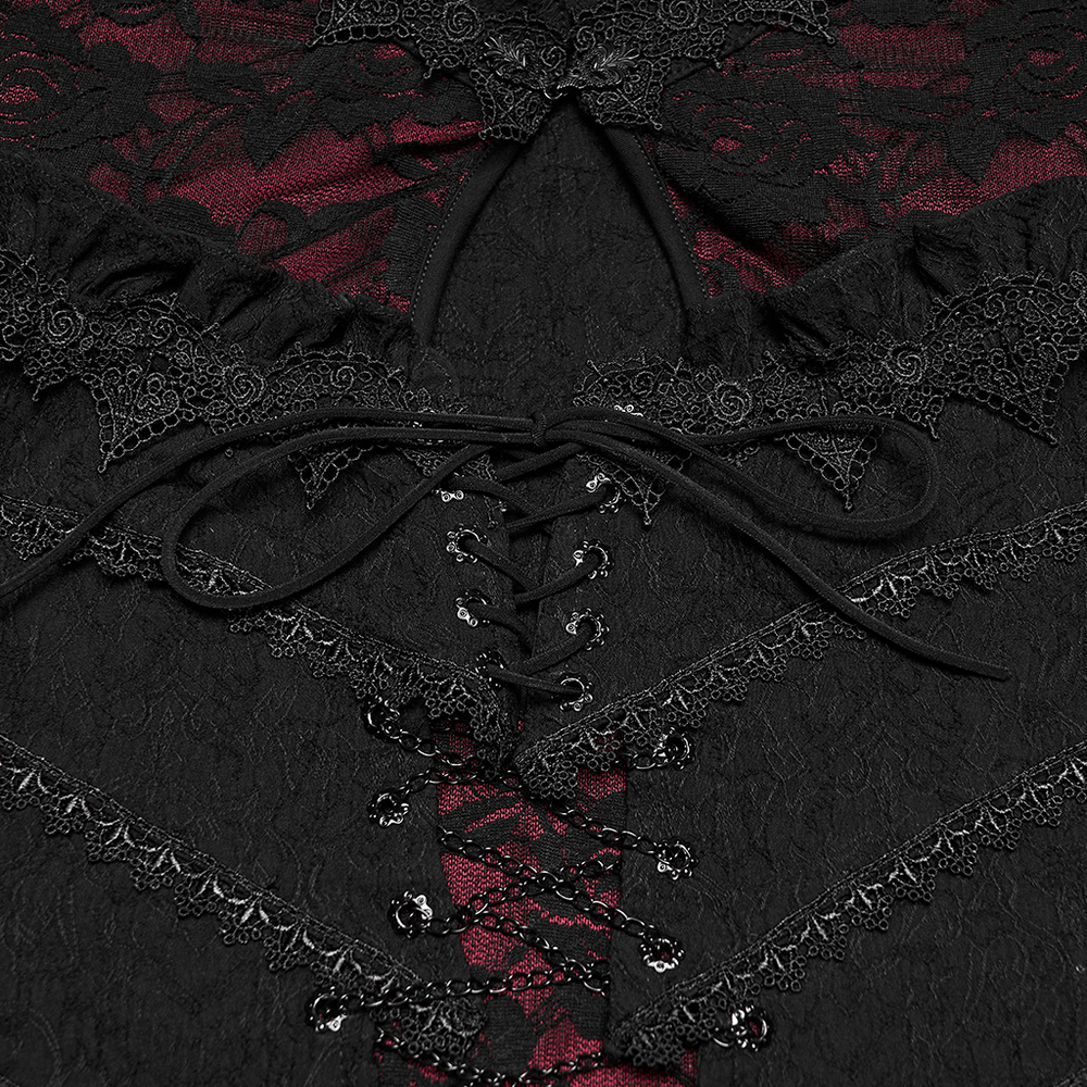 Dark Contrasting Gothic Lace Dress with Ruffles - image 8