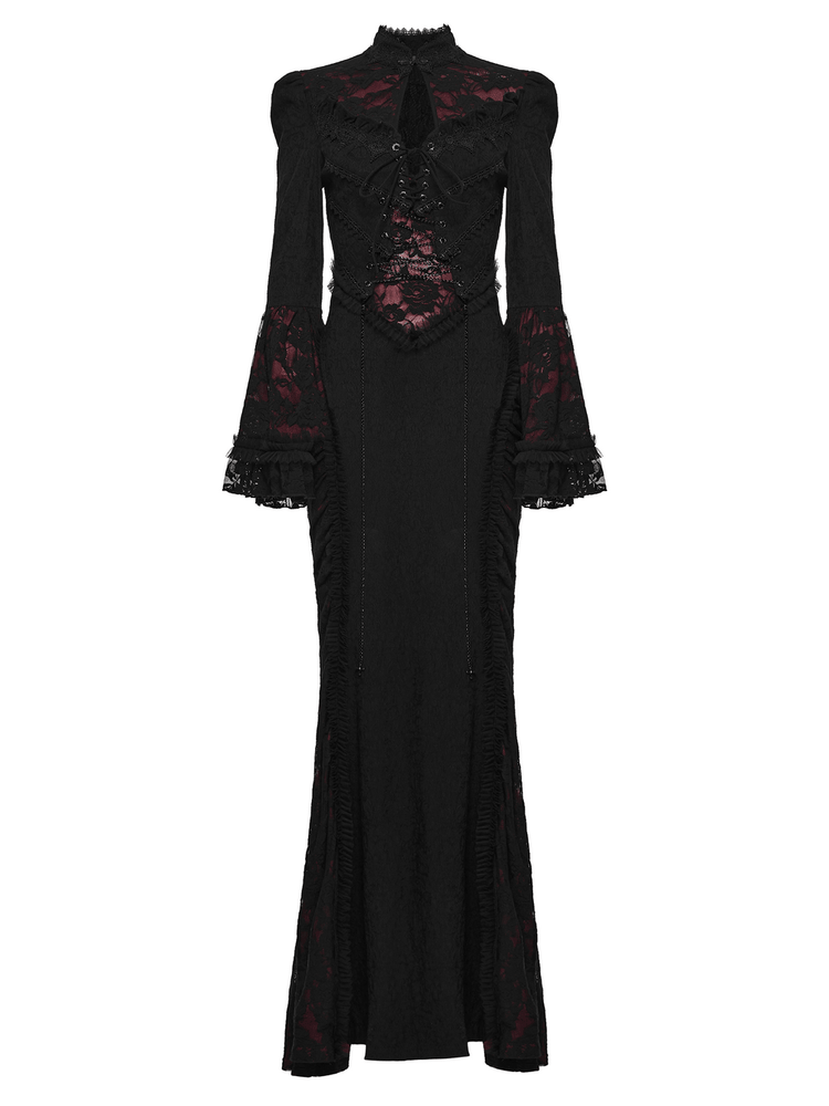 Dark Contrasting Gothic Lace Dress with Ruffles - image 4