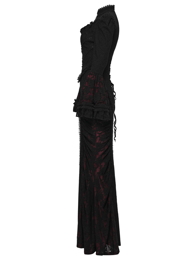 Dark Contrasting Gothic Lace Dress with Ruffles - image 5