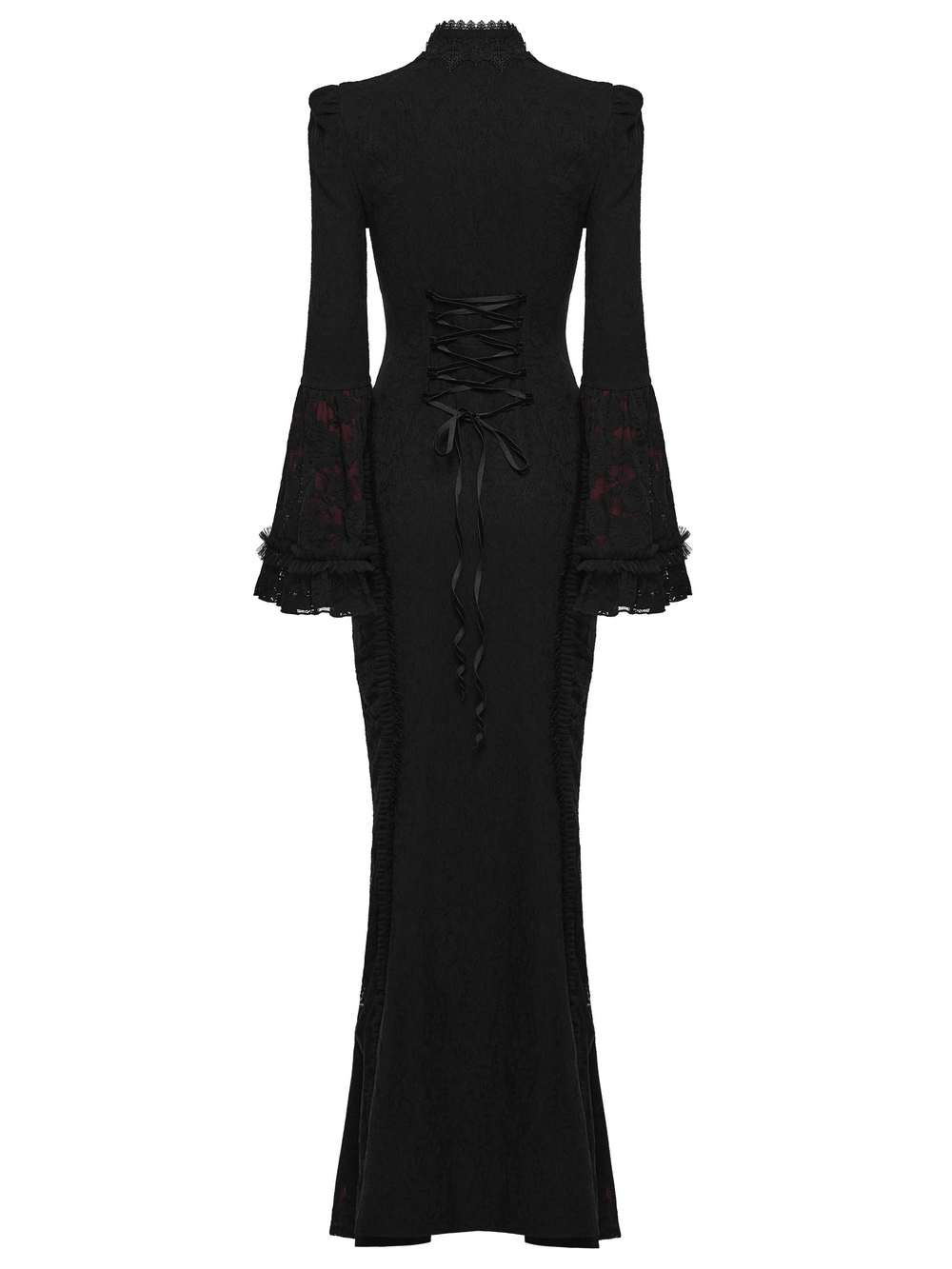 Dark Contrasting Gothic Lace Dress with Ruffles - image 6