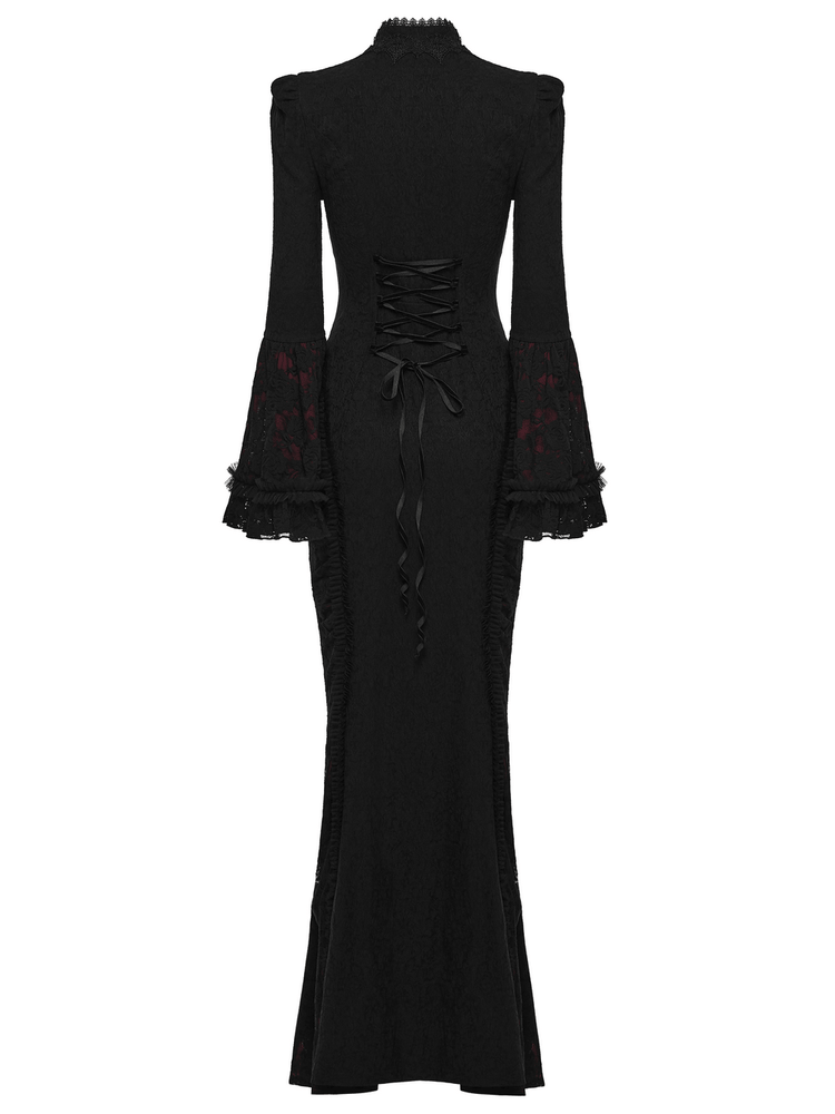 Dark Contrasting Gothic Lace Dress with Ruffles - image 6