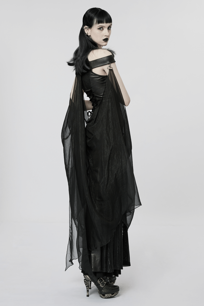 Dark Enchantress Mesh Halter Gown with Cloak - image 16