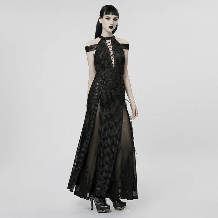 Dark Enchantress Mesh Halter Gown with Cloak - image 14