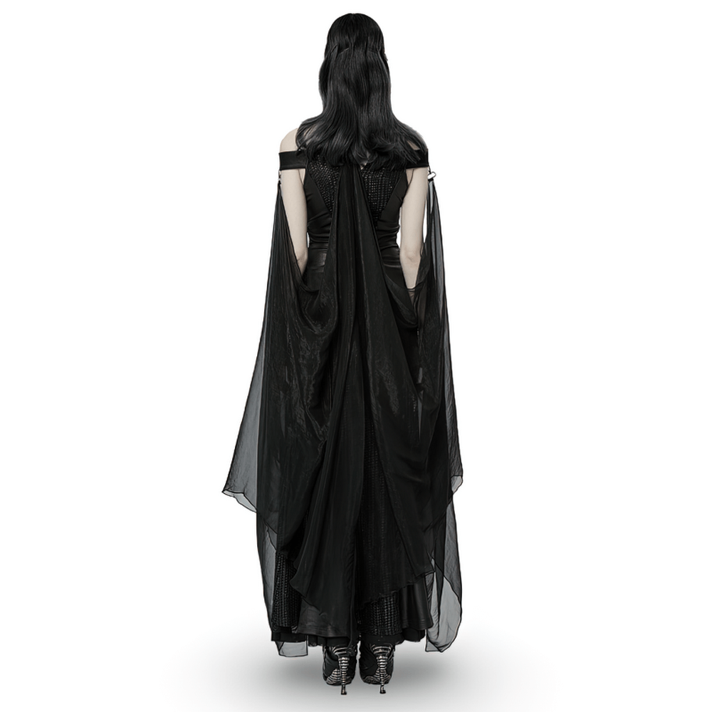 Dark Enchantress Mesh Halter Gown with Cloak - image 2