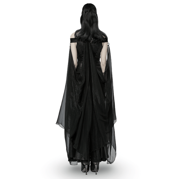 Dark Enchantress Mesh Halter Gown with Cloak - image 2