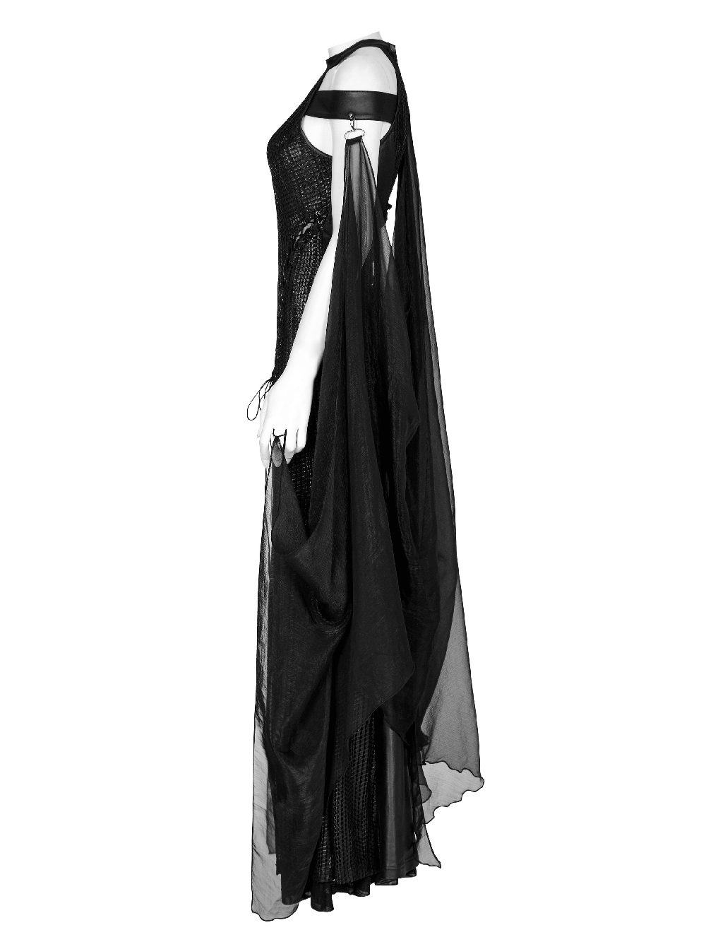 Dark Enchantress Mesh Halter Gown with Cloak - image 6