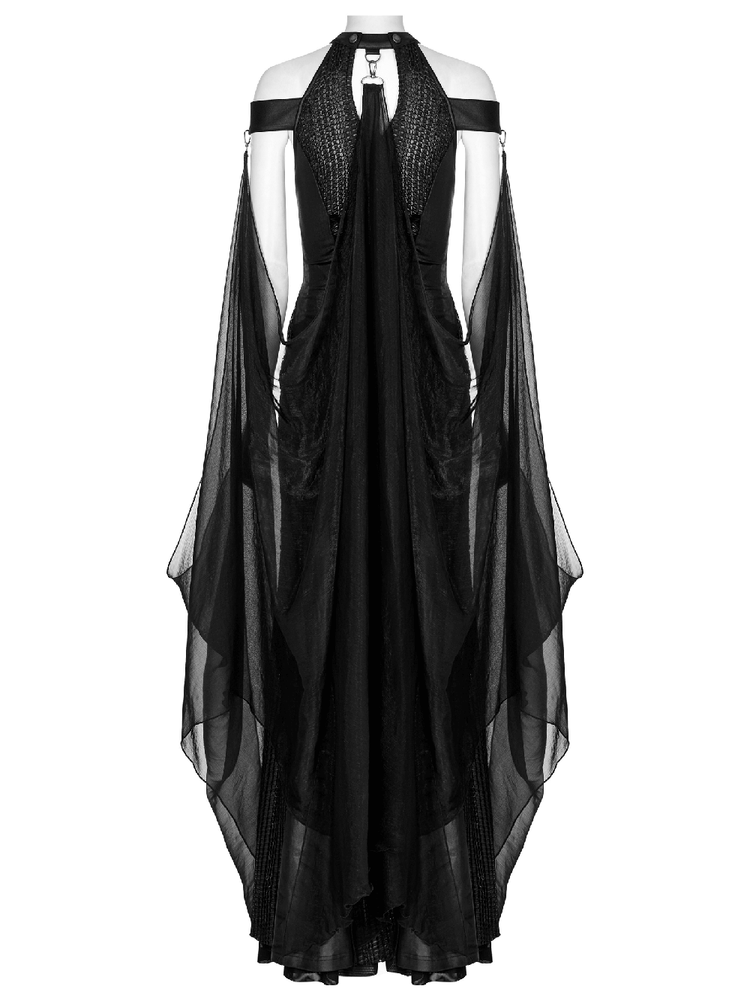 Dark Enchantress Mesh Halter Gown with Cloak - image 7