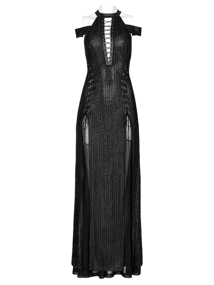 Dark Enchantress Mesh Halter Gown with Cloak - image 5