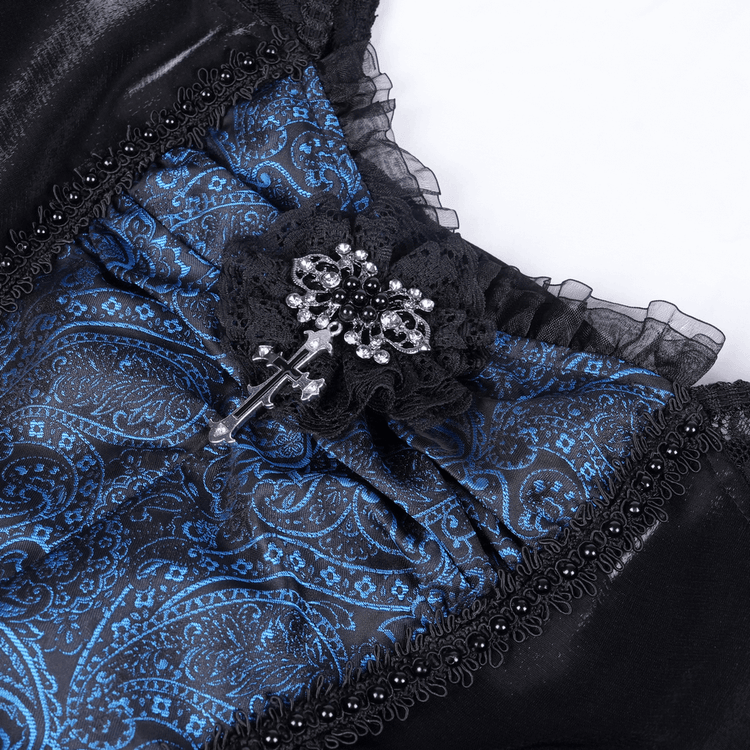 Gothic Lace and Satin Off-Shoulder Dress with Cross Detail - image 6