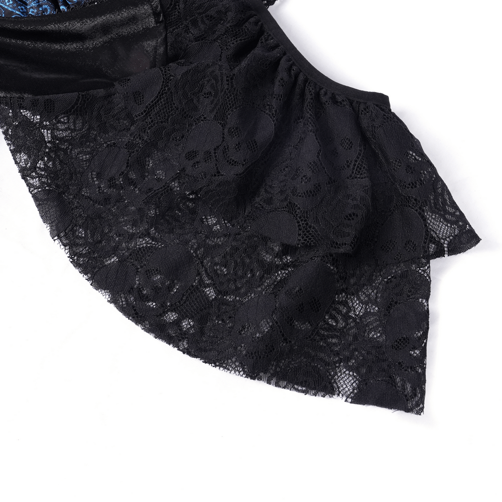 Gothic Lace and Satin Off-Shoulder Dress with Cross Detail - image 7