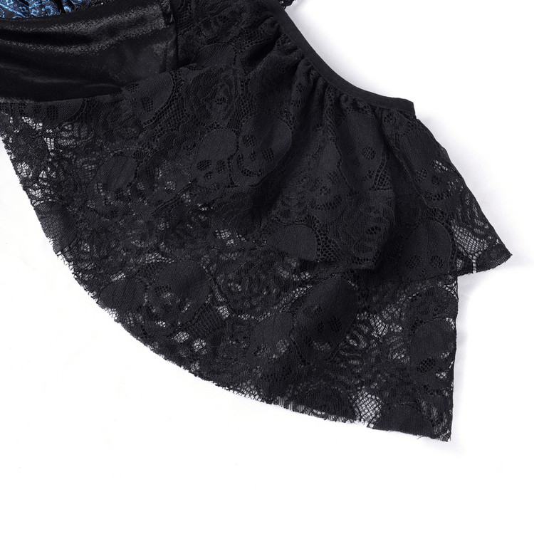 Gothic Lace and Satin Off-Shoulder Dress with Cross Detail - image 7