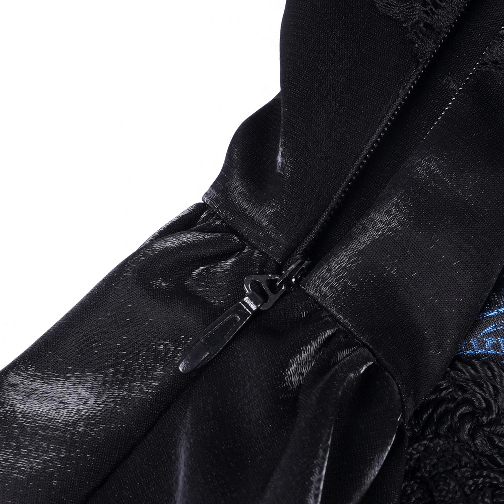 Gothic Lace and Satin Off-Shoulder Dress with Cross Detail - image 8