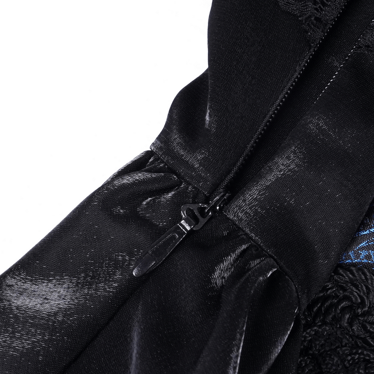 Gothic Lace and Satin Off-Shoulder Dress with Cross Detail - image 8