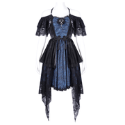 Gothic Lace and Satin Off-Shoulder Dress with Cross Detail - image 3