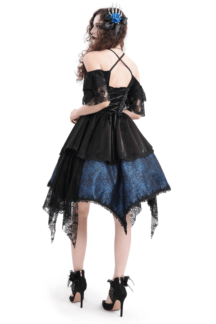 Gothic Lace and Satin Off-Shoulder Dress with Cross Detail - image 2
