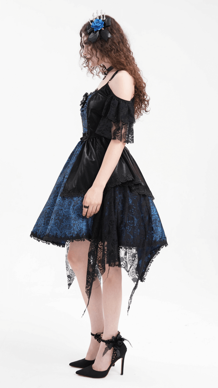 Gothic Lace and Satin Off-Shoulder Dress with Cross Detail - image 12