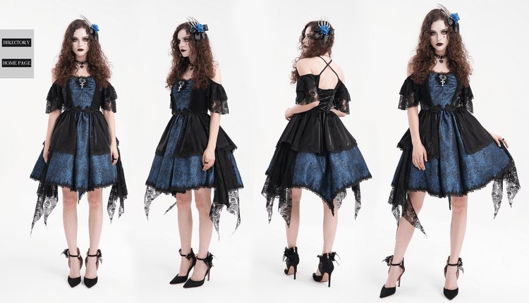 Gothic Lace and Satin Off-Shoulder Dress with Cross Detail - image 16