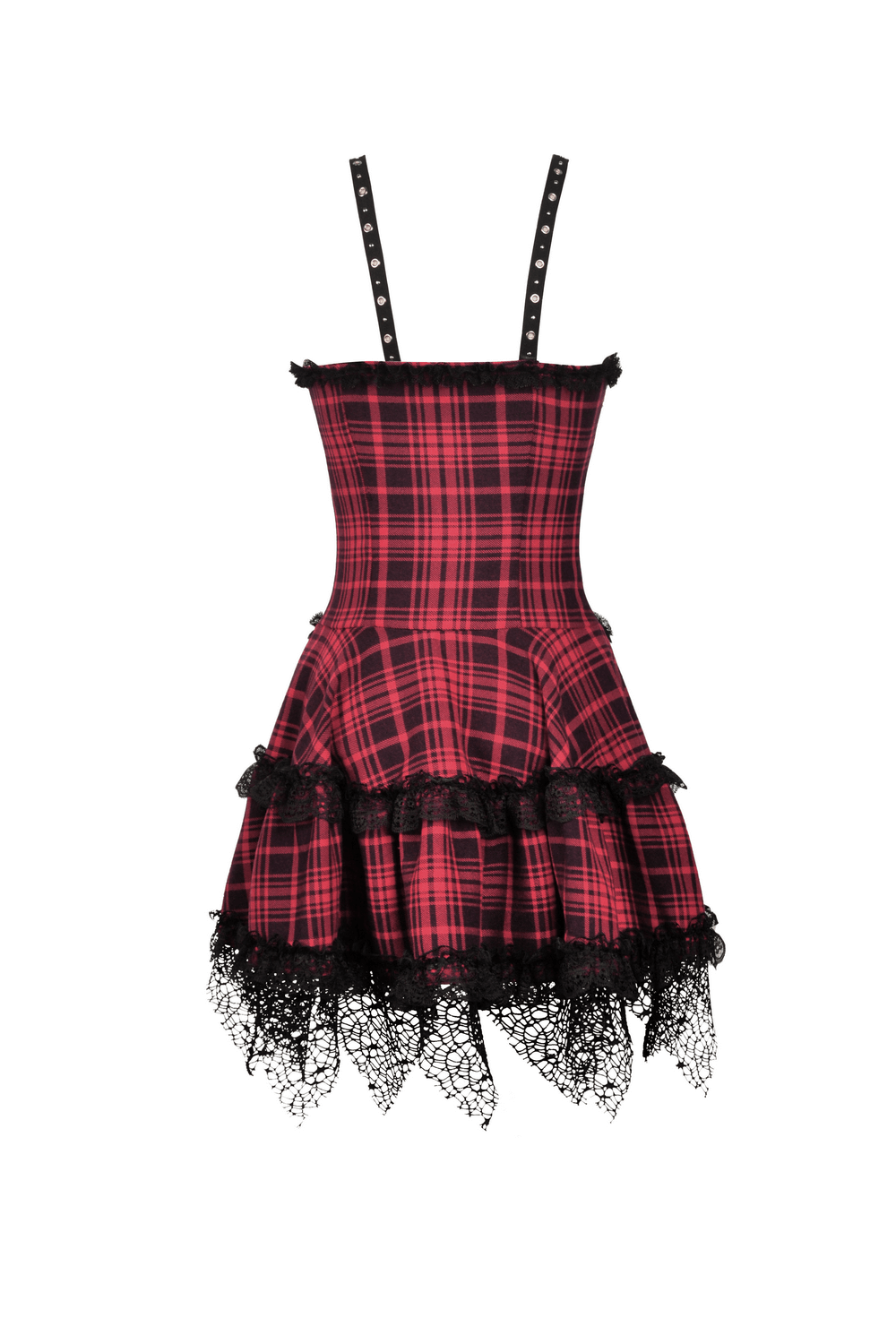 Dark Punk Studded Mini Dress with Black Lace - Goth Emo Grunge - image 5