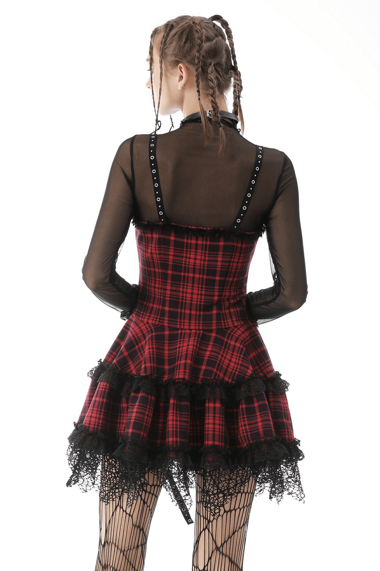 Dark Punk Studded Mini Dress with Black Lace - Goth Emo Grunge - image 2