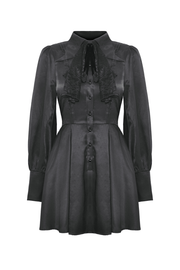 Dark Romance Ruffled Neckline Long-Sleeved Dress - image 4
