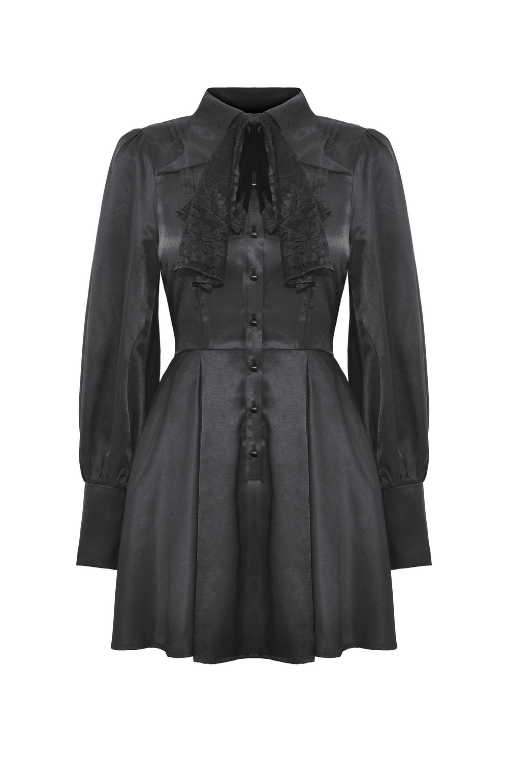Dark Romance Ruffled Neckline Long-Sleeved Dress - image 4