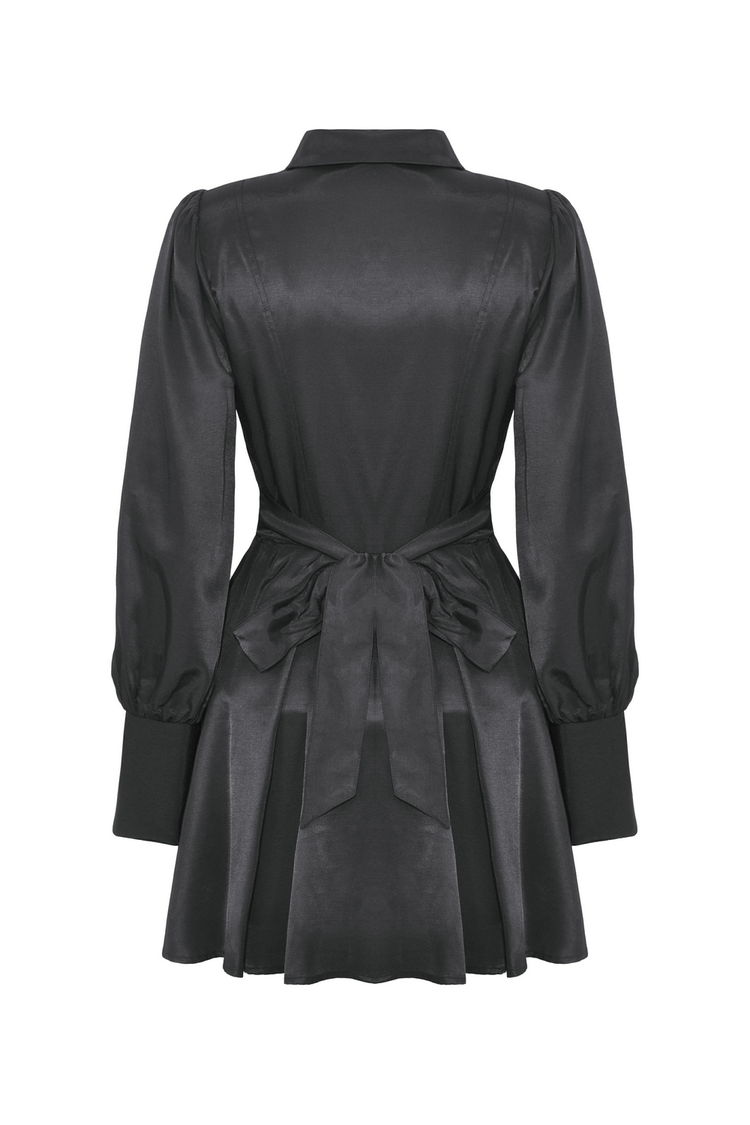 Dark Romance Ruffled Neckline Long-Sleeved Dress - image 5