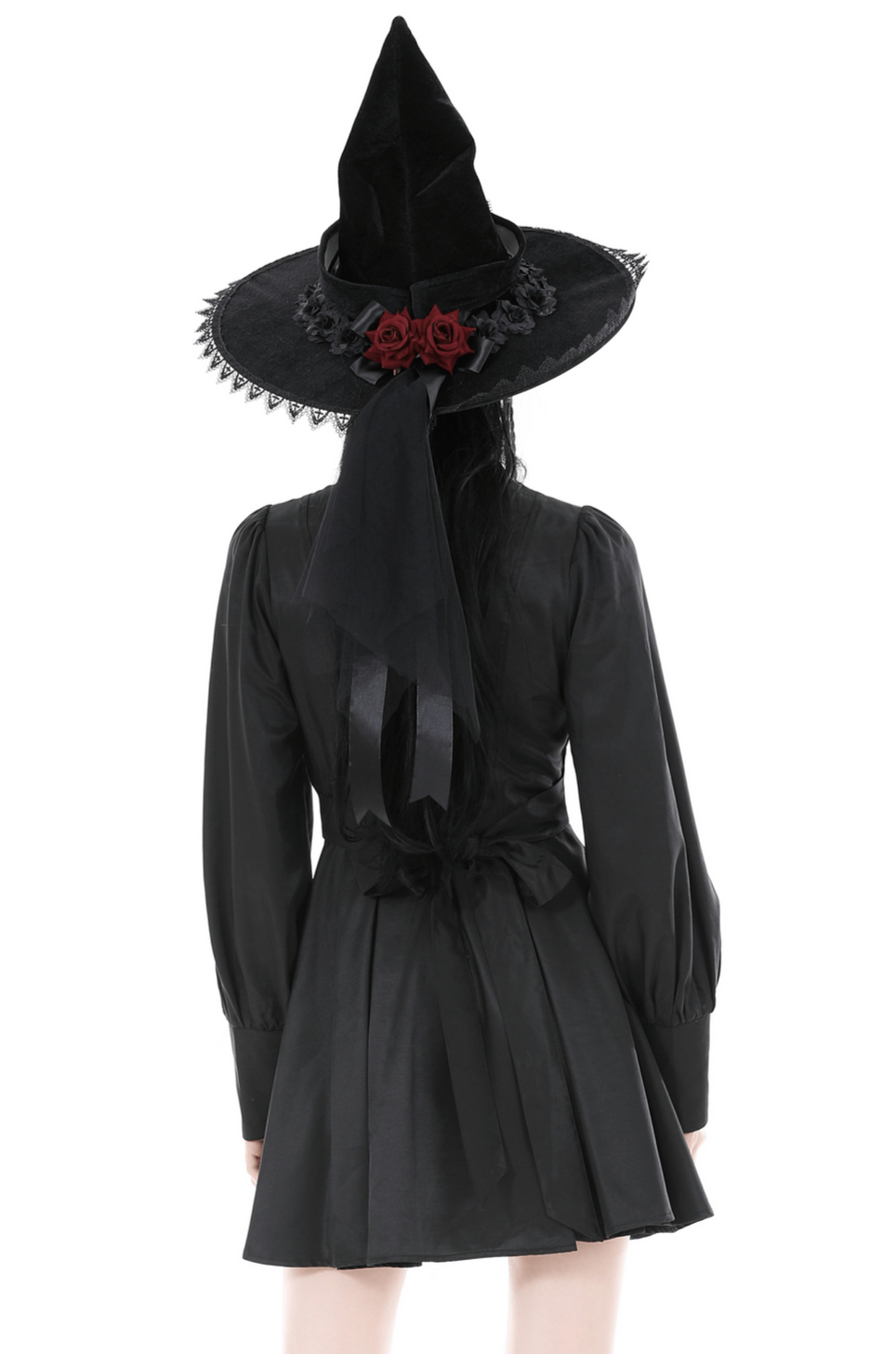 Dark Romance Ruffled Neckline Long-Sleeved Dress - image 2