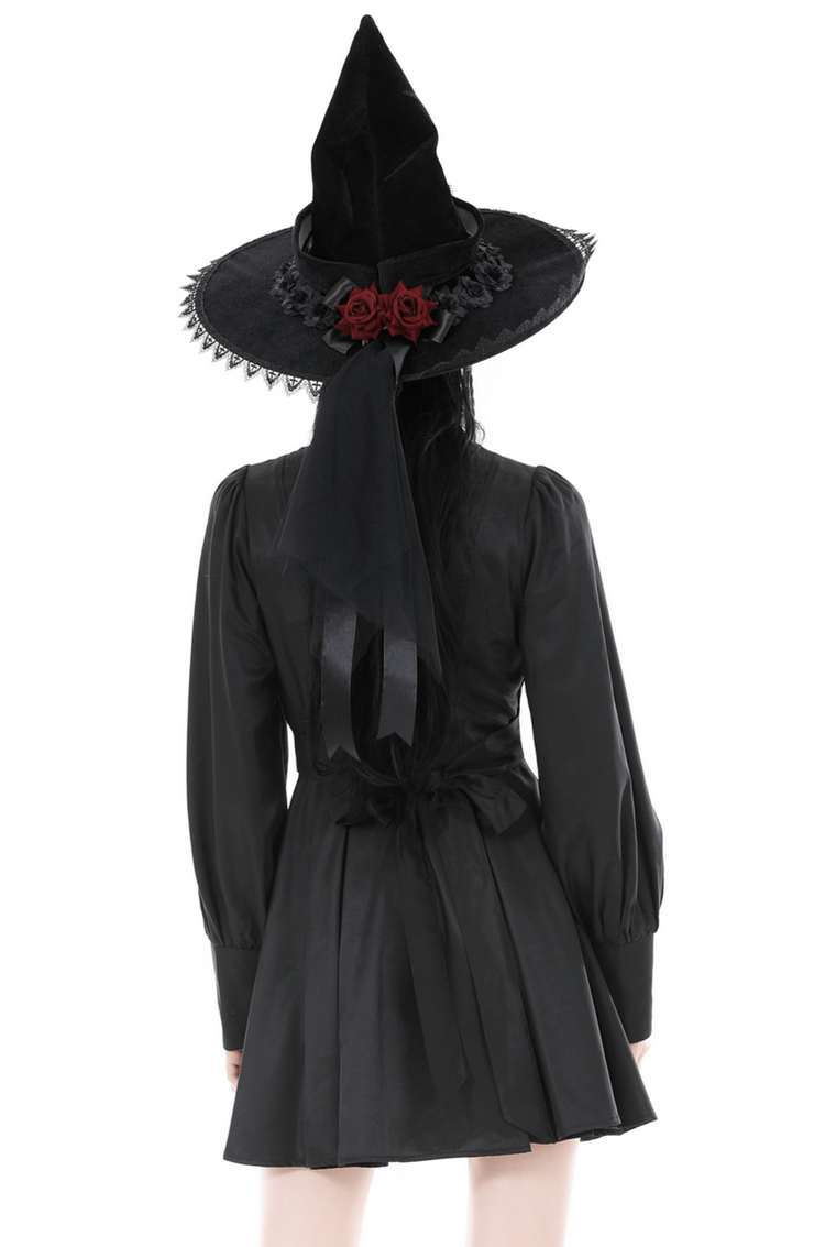 Dark Romance Ruffled Neckline Long-Sleeved Dress - image 2