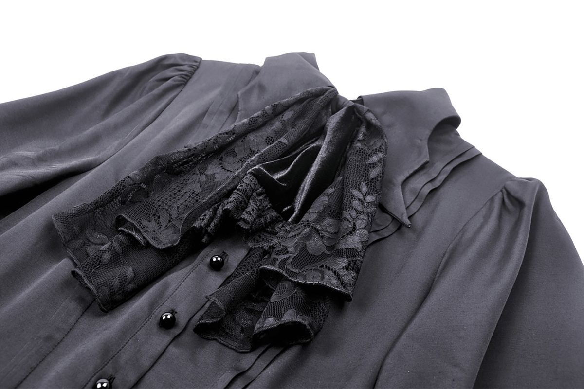 Dark Romance Ruffled Neckline Long-Sleeved Dress - image 7