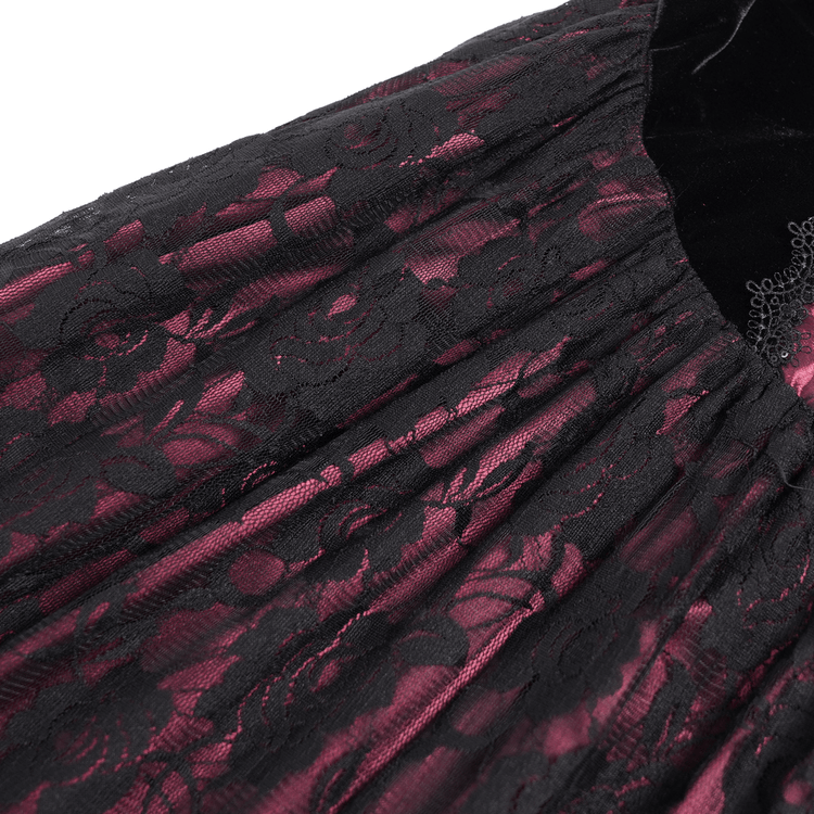 Dark Romantic Gothic Gown with Floral Lace and Corset Back - image 9