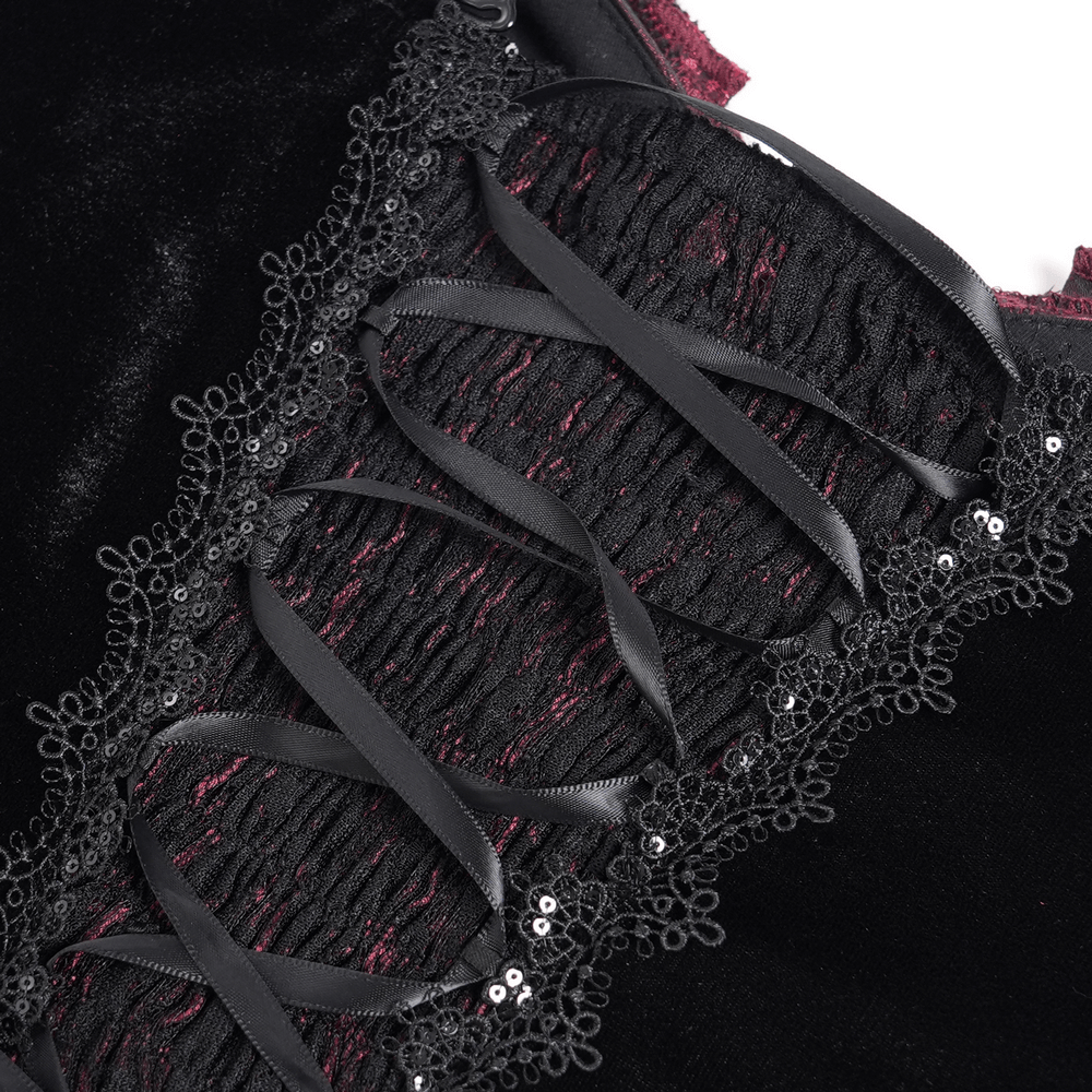 Dark Romantic Gothic Gown with Floral Lace and Corset Back - image 12