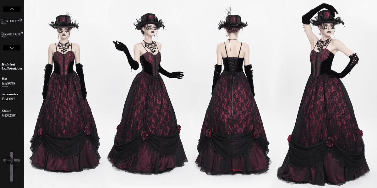 Dark Romantic Gothic Gown with Floral Lace and Corset Back - image 20