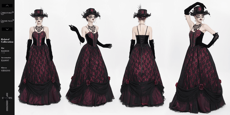 Dark Romantic Gothic Gown with Floral Lace and Corset Back - image 20