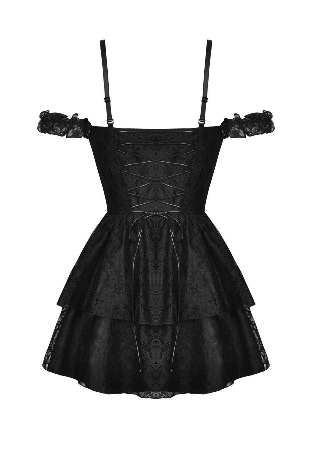 Dark Romantic Gothic Lace Off-Shoulder Mini Dress - image 5