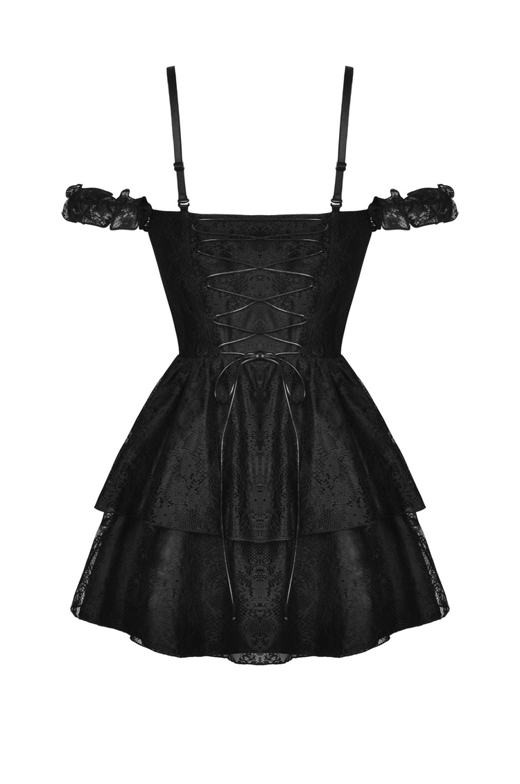 Dark Romantic Gothic Lace Off-Shoulder Mini Dress - image 5