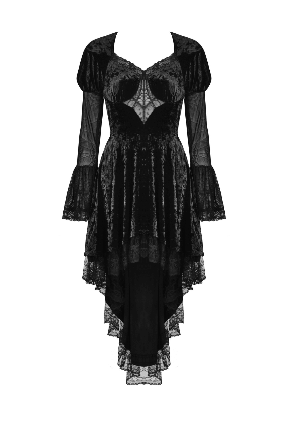 Dark Velveteen Spiderweb High-Low Dress - Embrace the Night - image 4